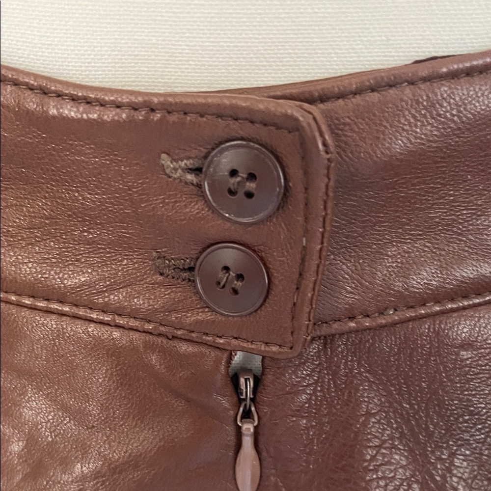 Anne Klein Rich Brown Leather Pencil Skirt vintage 80’s - Picture 6 of 7
